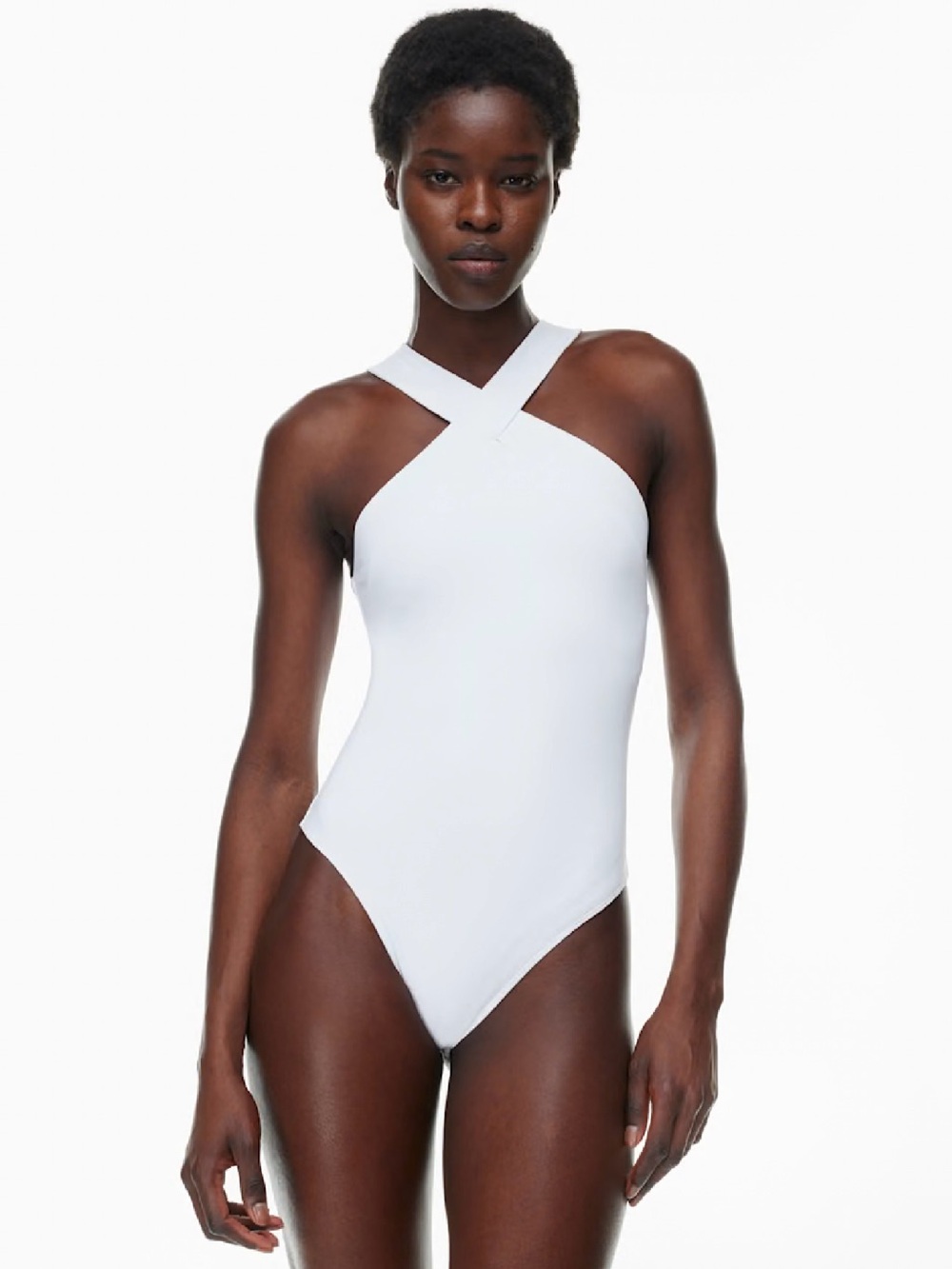 Babaton Contour White Crisscross Halter One-Piece Bodysuit - Size M ( NWT )